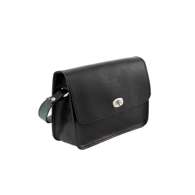 Leather Crossbody Bag in Cuoio Black Mod 163