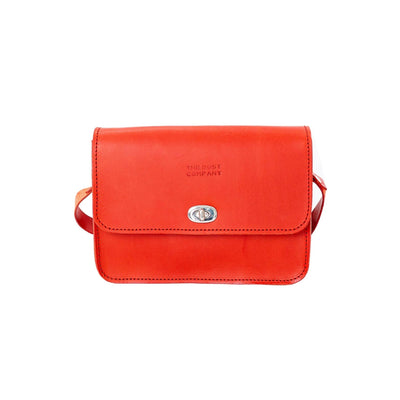 Leather Crossbody Bag in Cuoio Red Mod 163