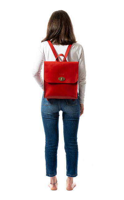 Leather Backpack in Cuoio Red Artist Collection