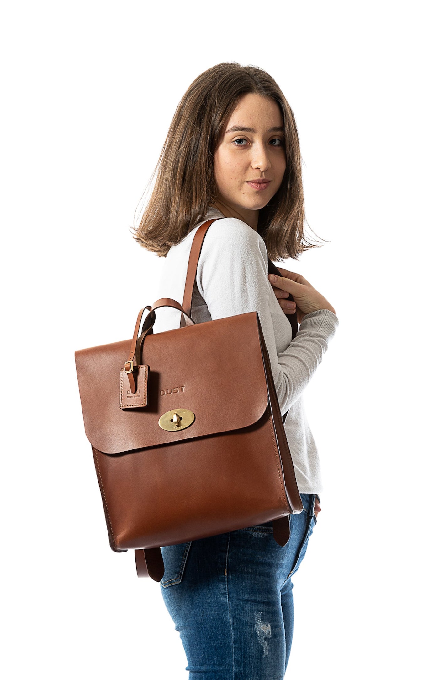 Leather Backpack in Cuoio Brown Artist Collection