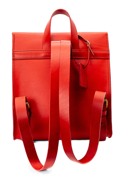 Leather Backpack in Cuoio Red Artist Collection