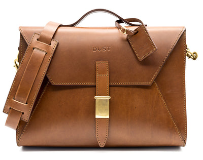 Leather Briefcase in Cuoio Brown Mod 206