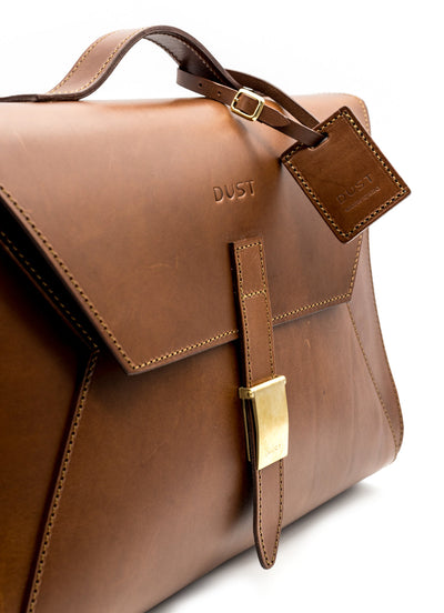 Leather Briefcase in Cuoio Brown Mod 206