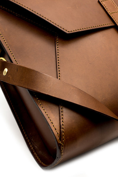 Leather Briefcase in Cuoio Brown Mod 206