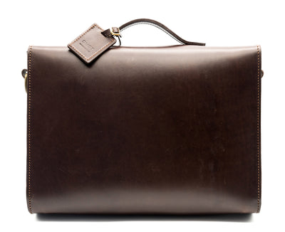 Leather Briefcase in Cuoio Dark Brown Mod 206