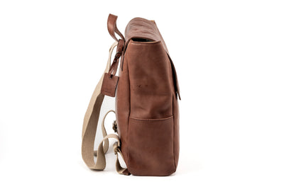 Leather Backpack Tobacco Boston Collection