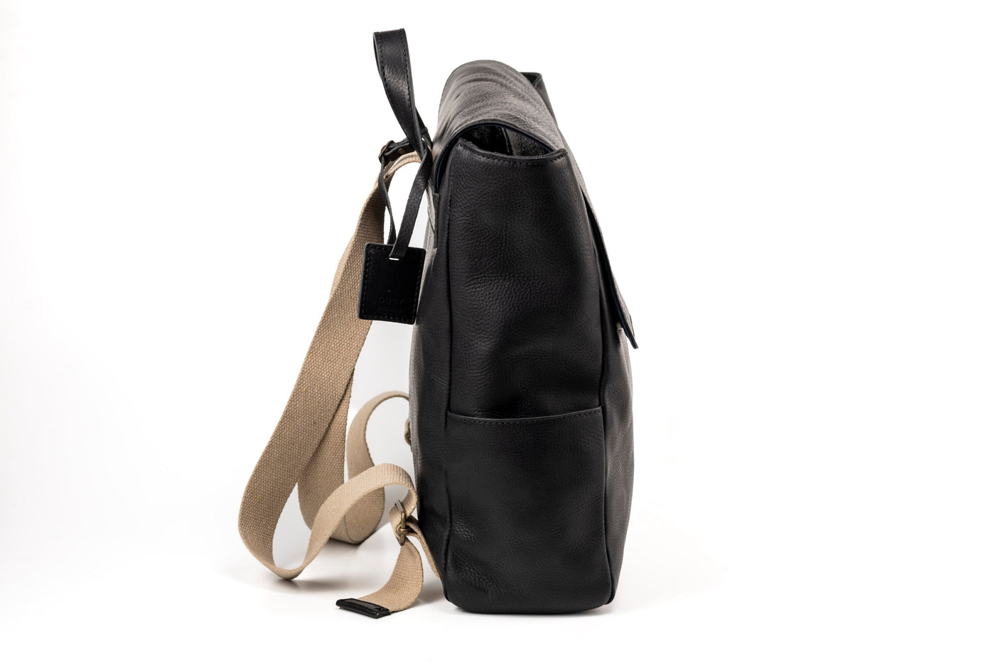 Leather Backpack Black Boston Collection