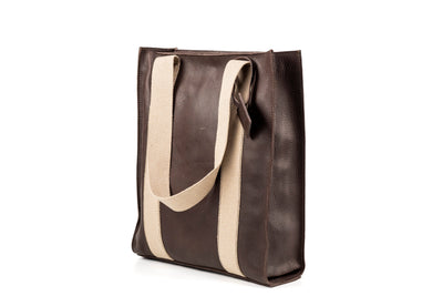 Leather Tote Coffee Manhattan Collection