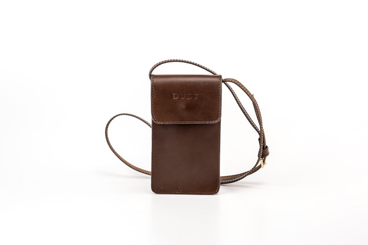 Pochette téléphone marron foncé avec bandoulière - Cuir végétal