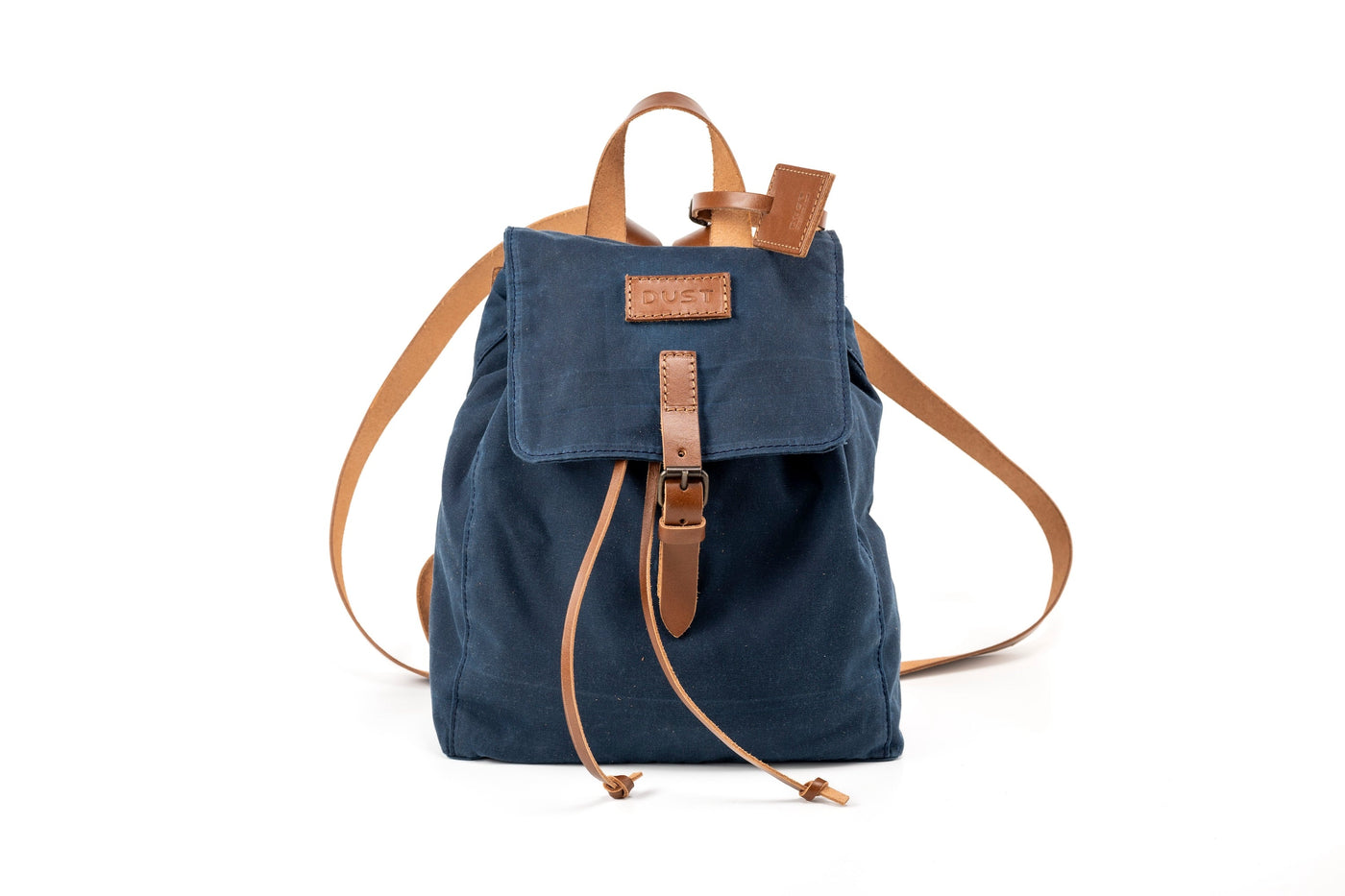 Leather Backpack With Waxed Cotton Made in USA Blue