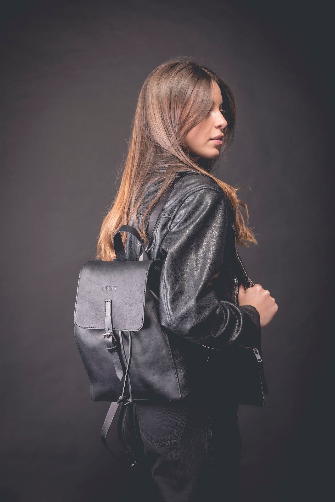 Leather Backpack in Arizona Black Mod 261