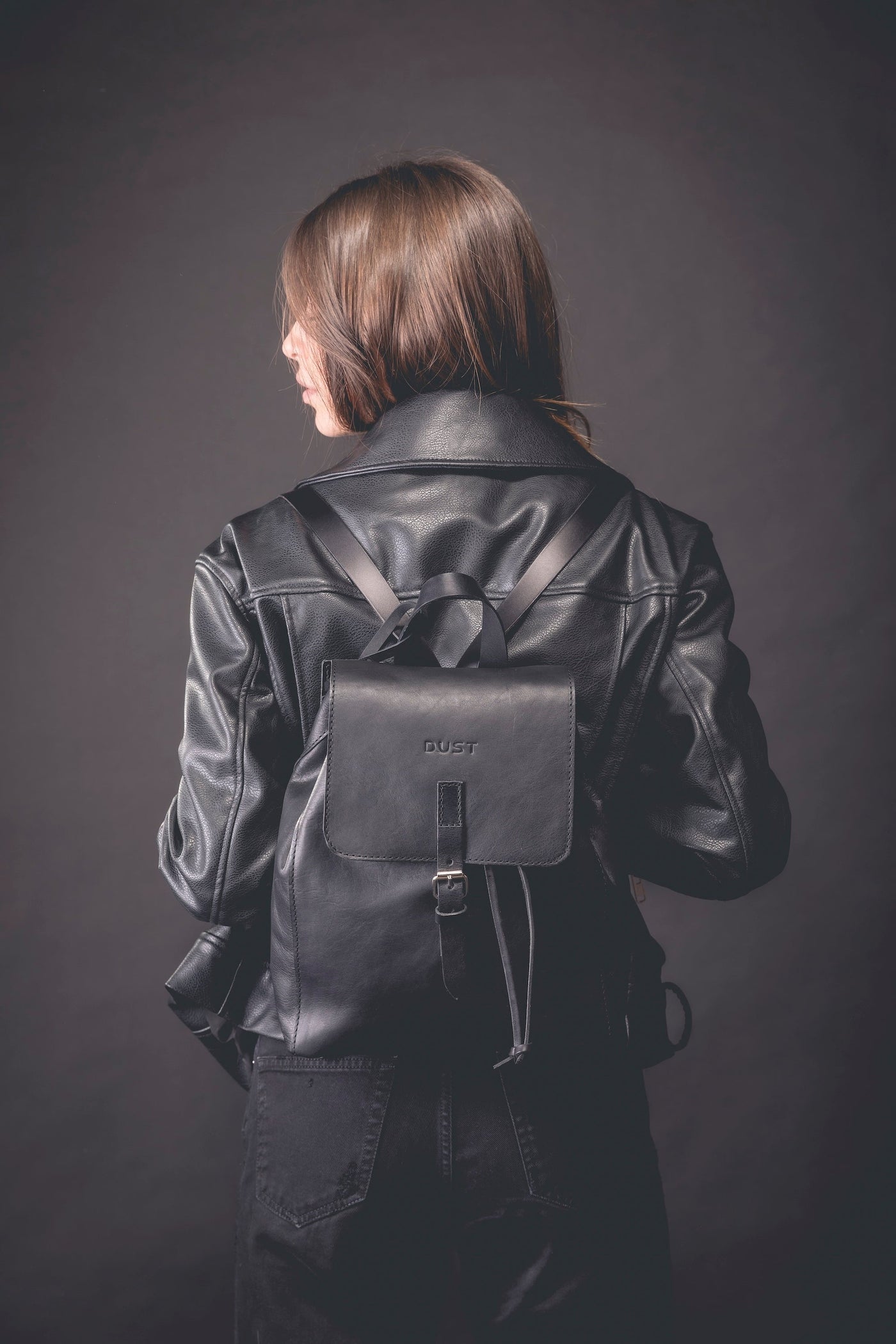 Leather Backpack in Arizona Black Mod 261