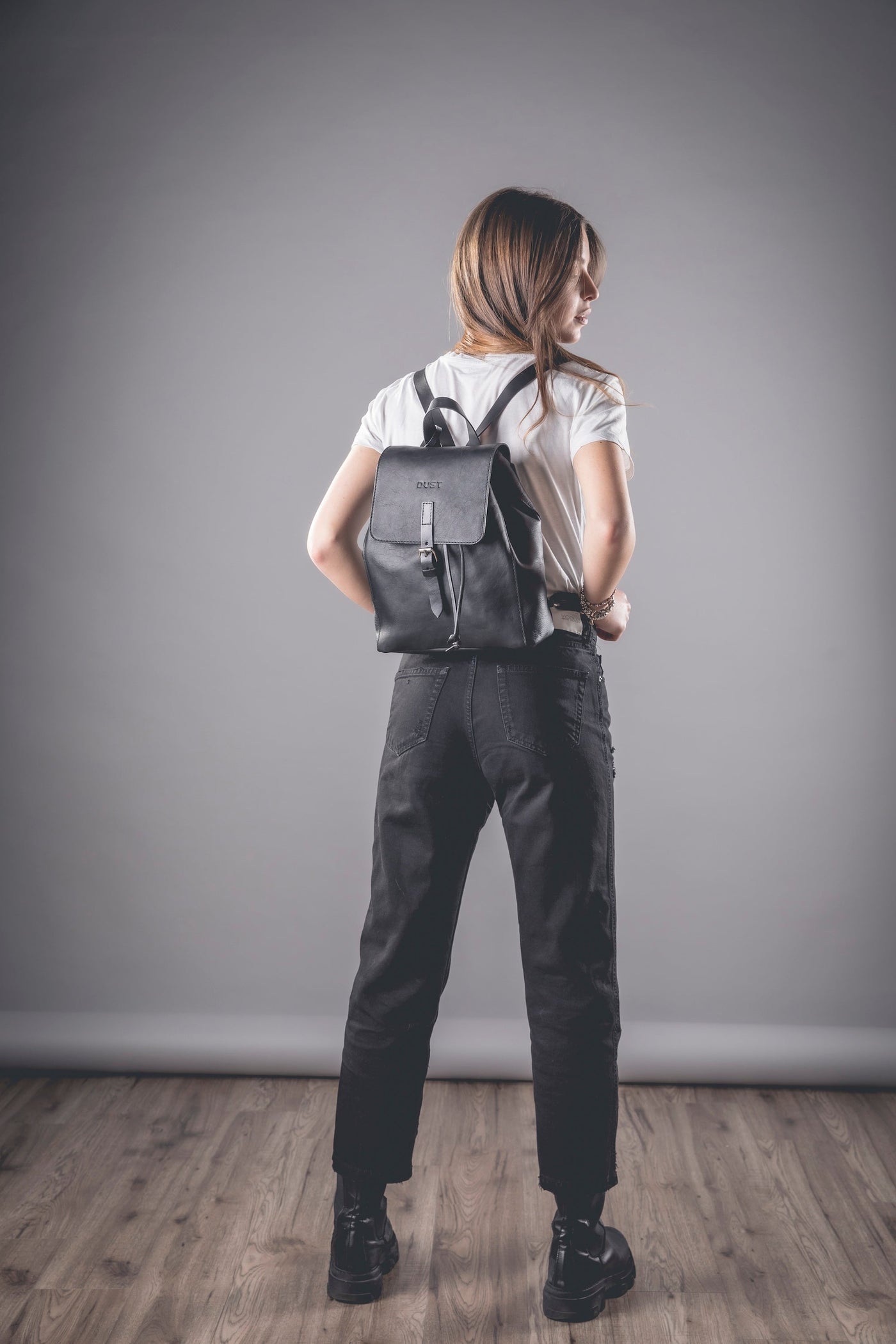 Leather Backpack in Arizona Black Mod 261