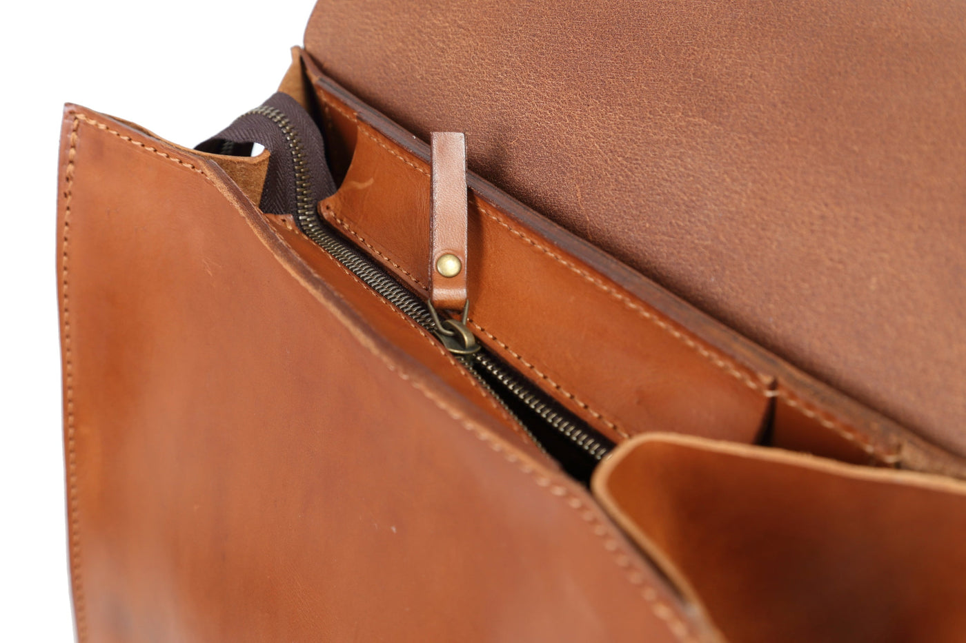 Leather Backpack in Cuoio Brown Mod 120