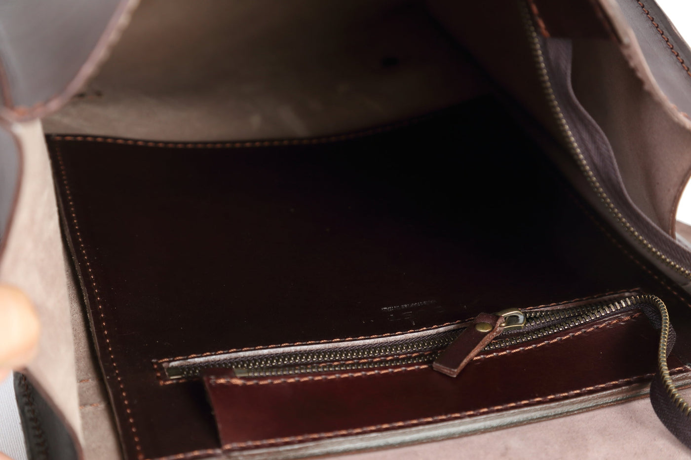 Leather Backpack in Cuoio Dark Brown Mod 120