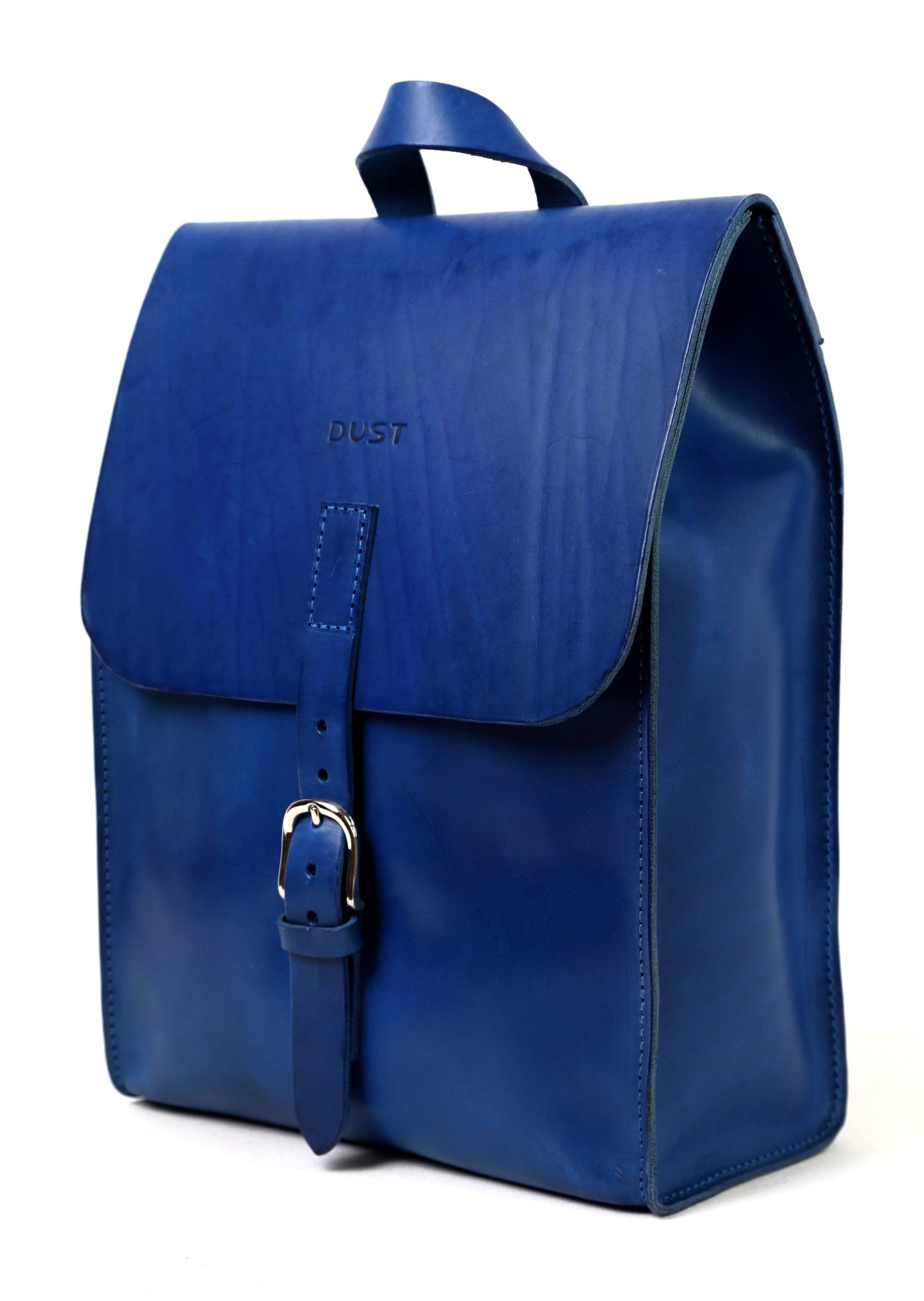 Leather Backpack in Cuoio Blue Mod 120