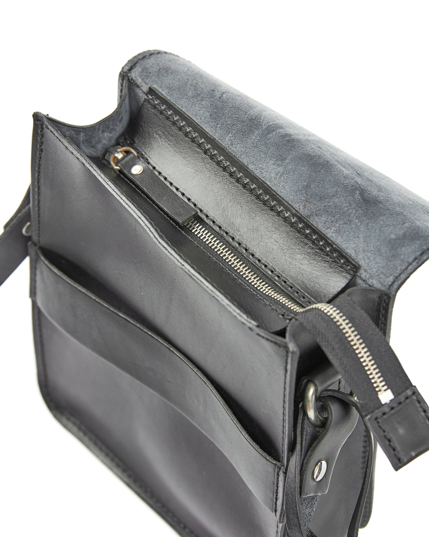 Leather Messenger in Cuoio Black Mod 114