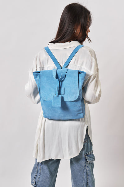 Leather Backpack Light Blue  Upper West Side Collection