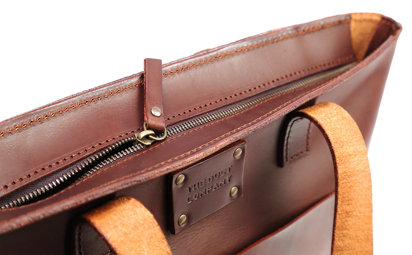 Leather Tote in Cuoio Dark Brown Mod 147