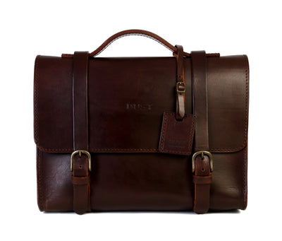 Leather Briefcase in Cuoio Dark Brown Mod 125