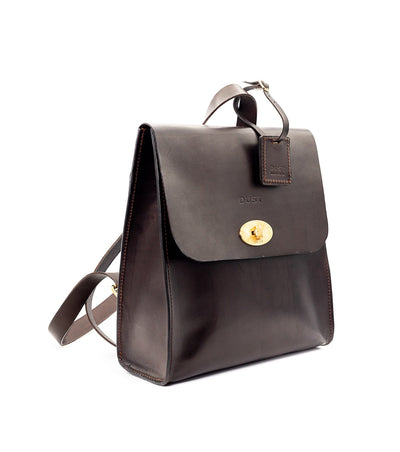 Leather Backpack in Cuoio Dark Brown Artist Collection