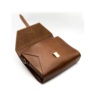 Leather Briefcase in Cuoio Brown Mod 206