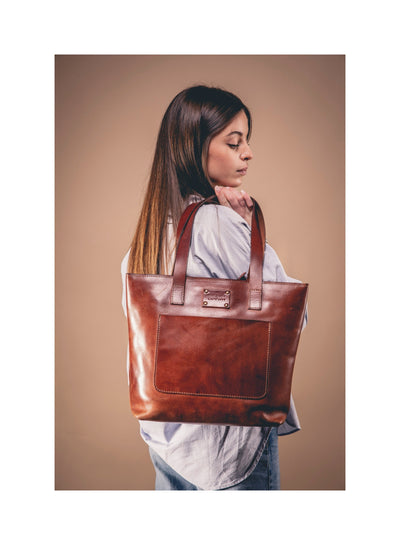 Leather Tote in Cuoio Brown Mod 147