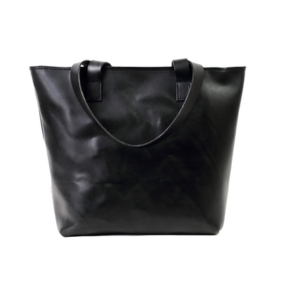 Leather Tote in Cuoio Black Mod 147