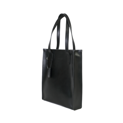 Leather Tote in Cuoio Black Mod 105