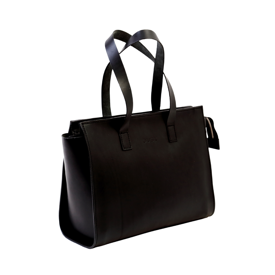 Leather Tote in Cuoio Black Mod 126