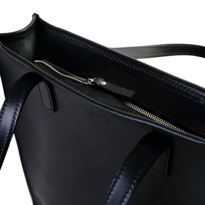 Leather Tote in Cuoio Black Mod 105