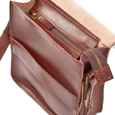 Leather Messenger in Cuoio Dark Brown Mod 114