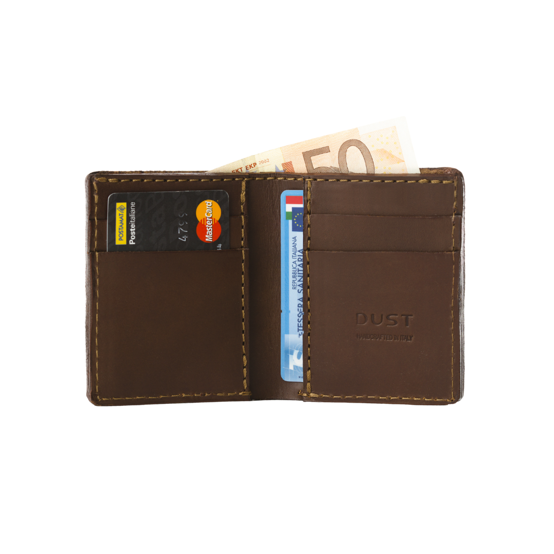 Leather Wallet in Cuoio Dark Brown Mod 111