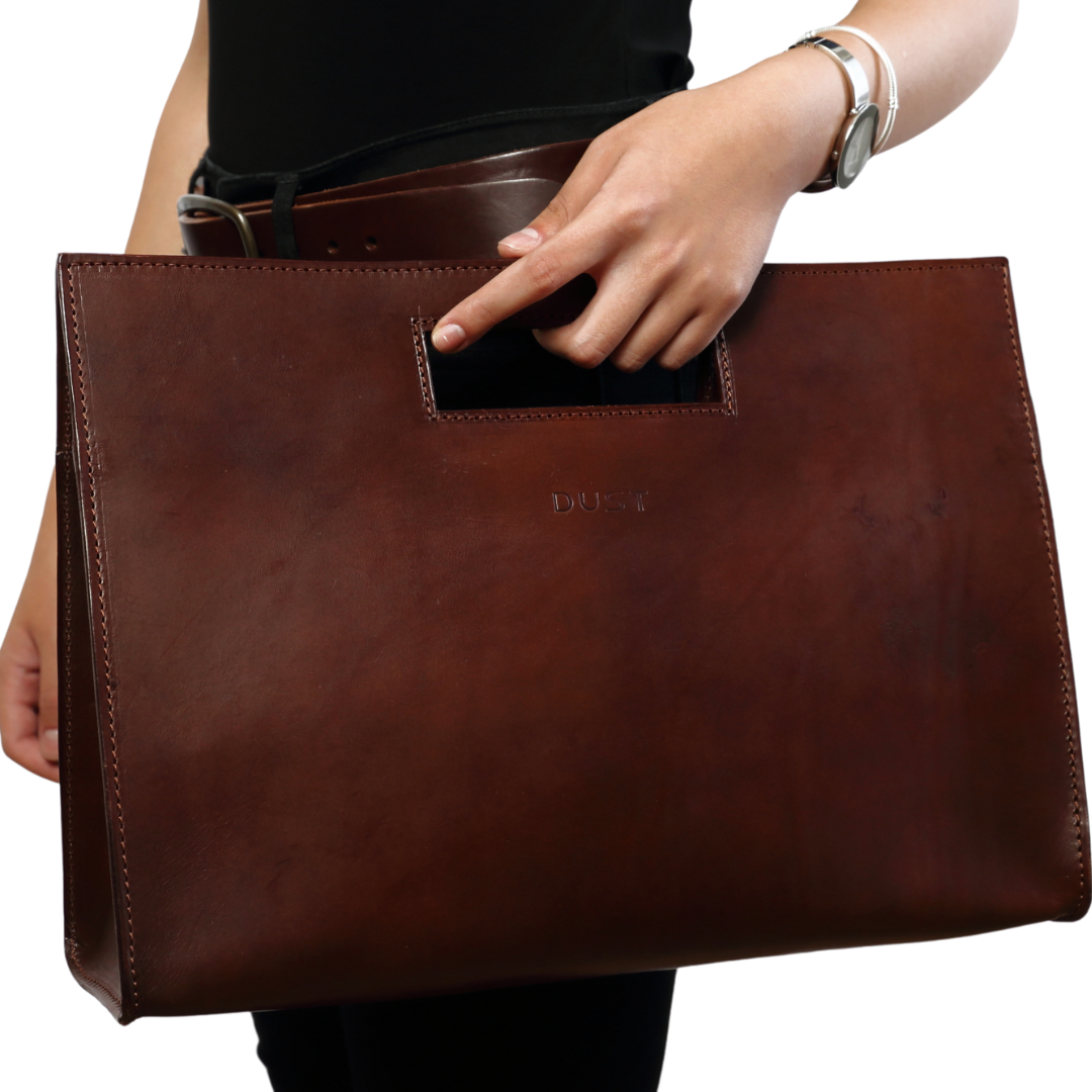 Leather Tote in Cuoio Dark Brown Mod 113