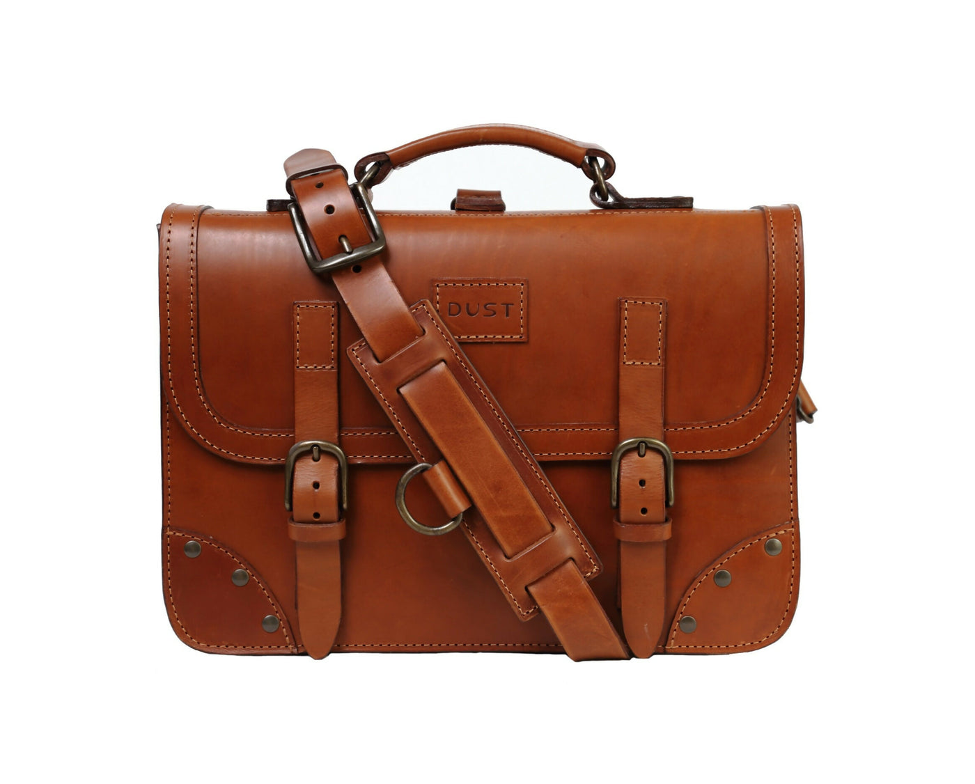 Leather Briefcase in Cuoio Brown